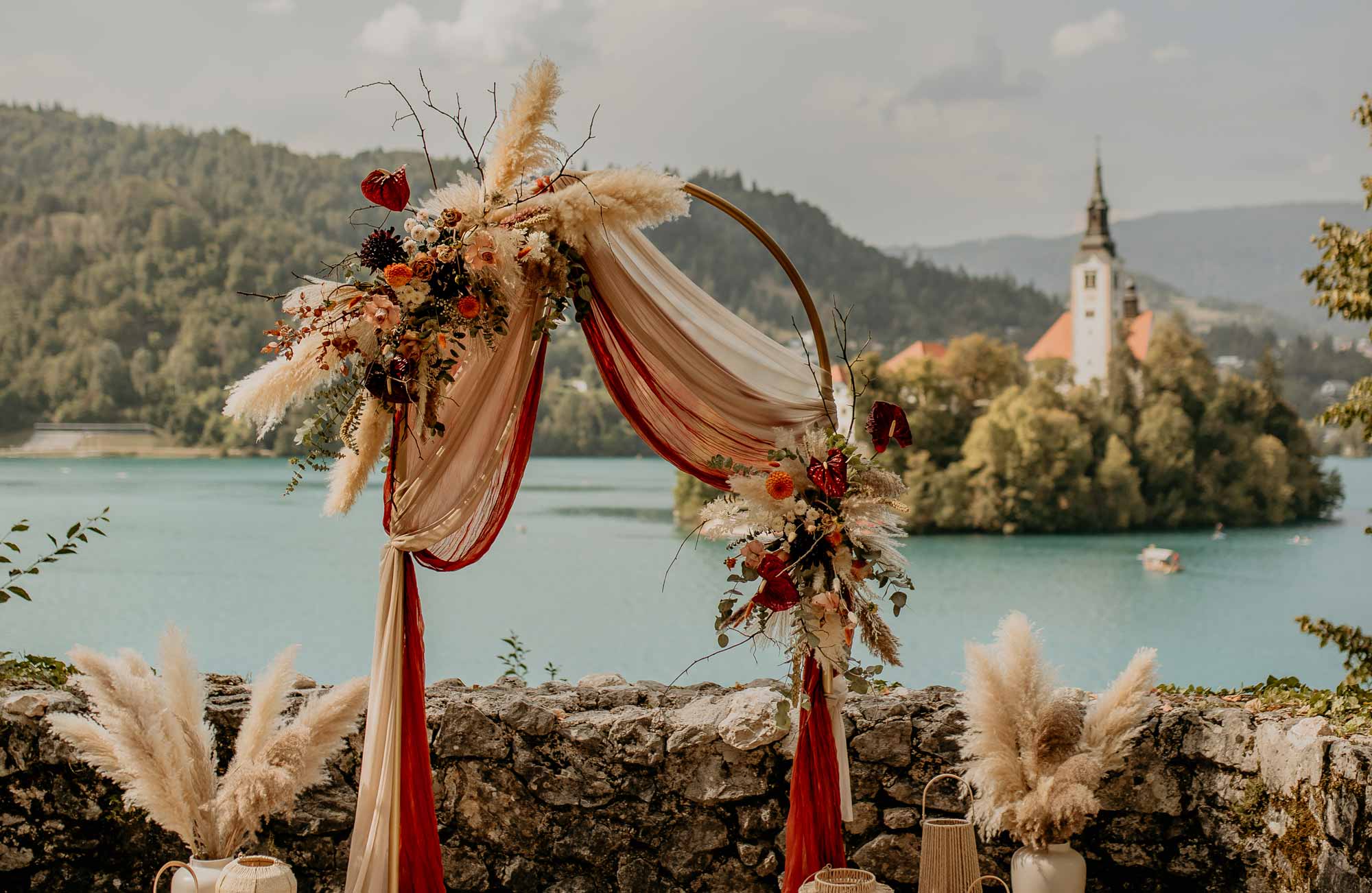 Wedding couple at a romantic Lake Bled venue