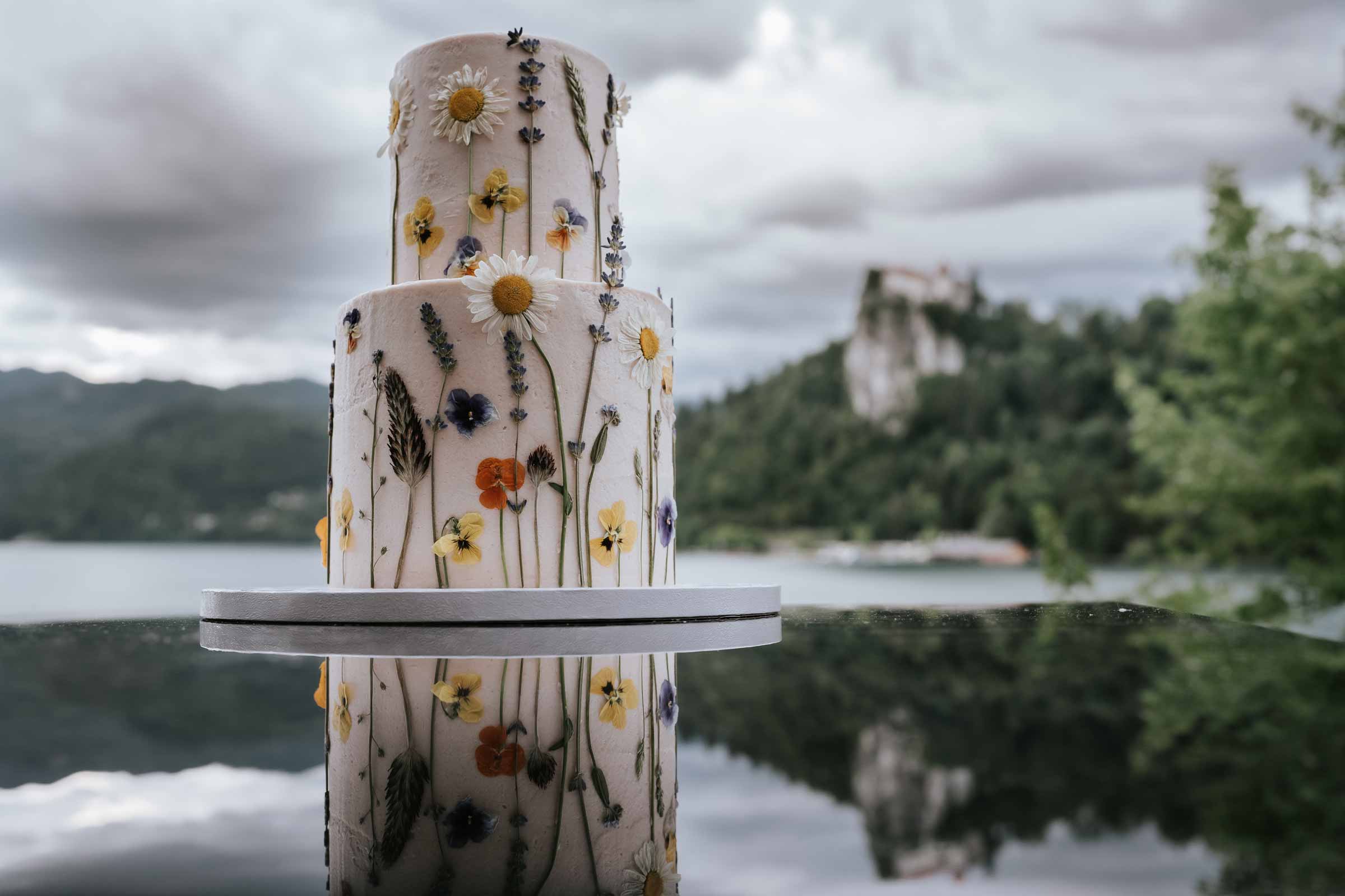 Newlyweds celebrating their Lake Bled wedding reception