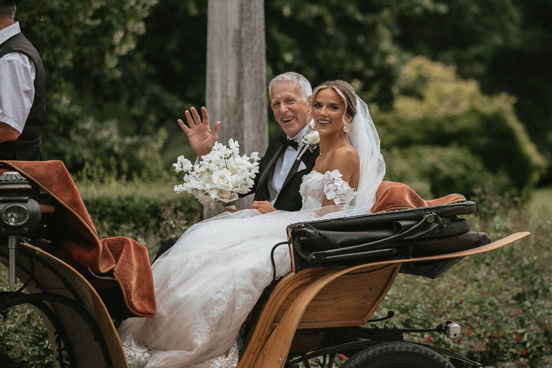 Newlyweds celebrating their wedding at Lake Bled