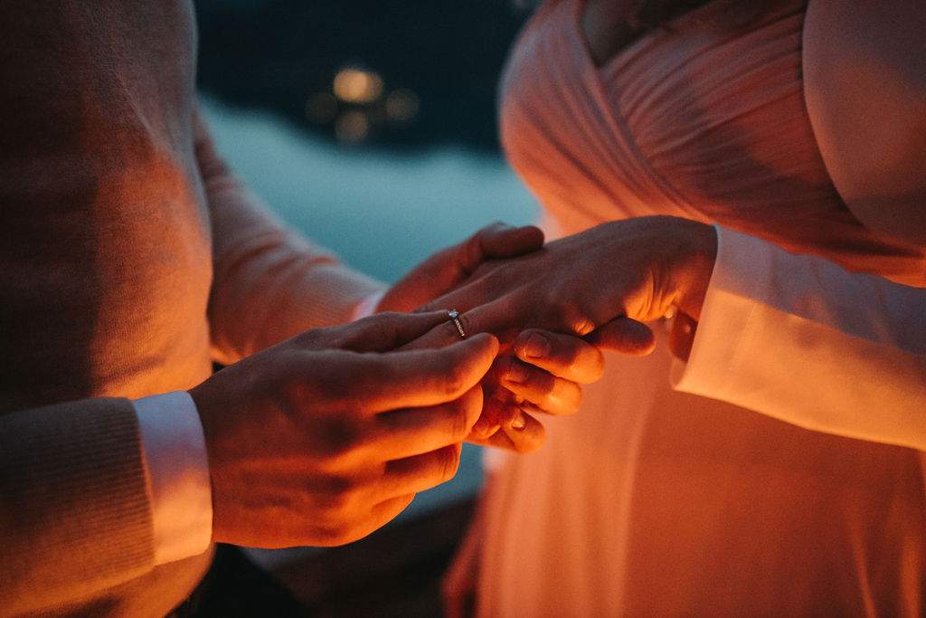 Candlelight dinner proposal at Lake Bled