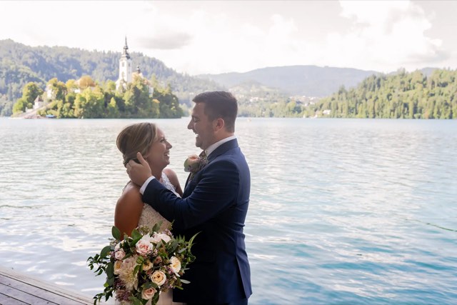 J & C · Lake Bled Island Church wedding