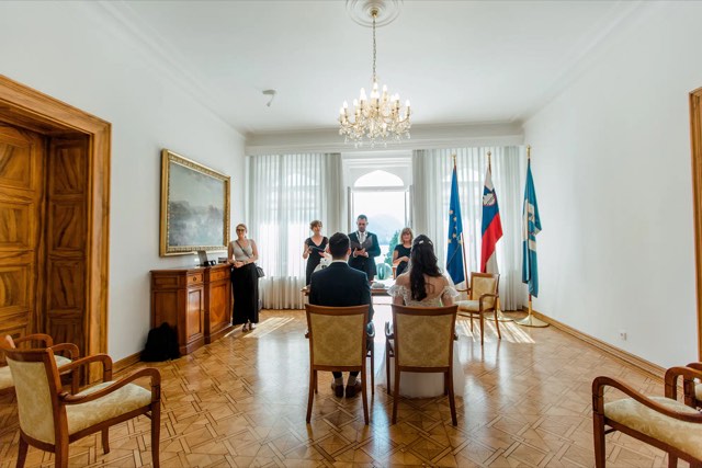 K & V Lake Bled Town Hall wedding