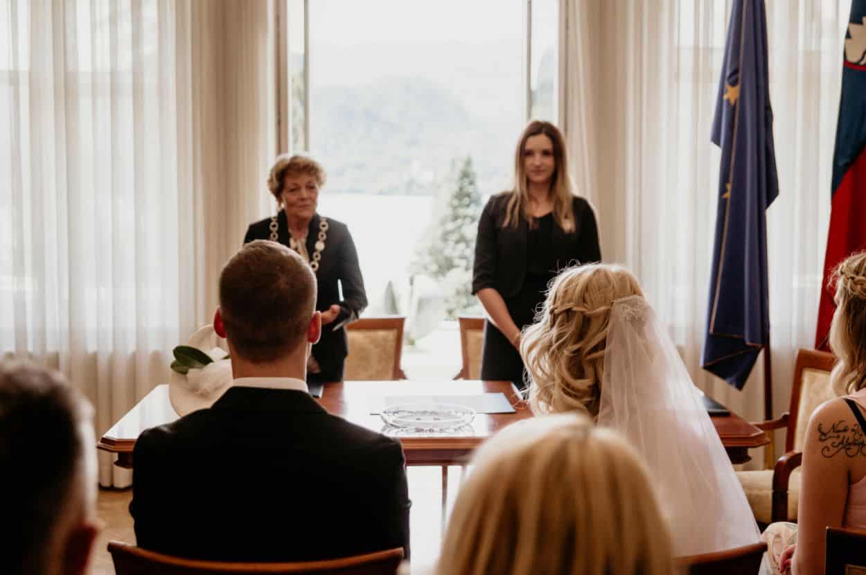 Lake Bled Town Hall wedding